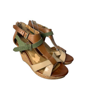 Dots Womens Multicolor Cork Wedge Sandals Size 7 With Adjustable Straps